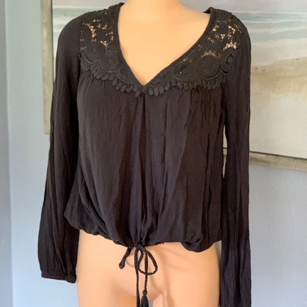 Billabong Crochet Long Sleeve M Charcoal Grey